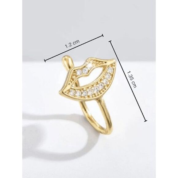GOLD DIAMOND LIP NOSE RING CUFF - Picture 6 of 6